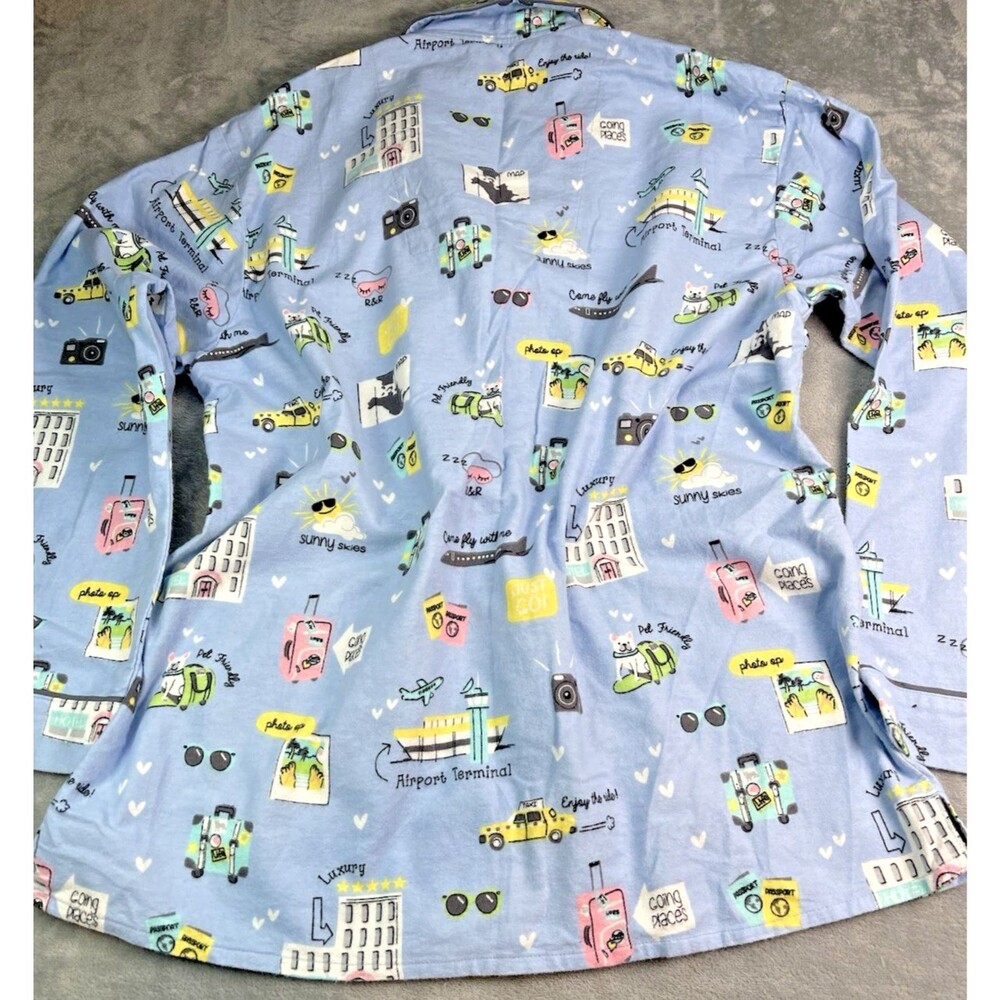 PJ Salvage womens NEW pajama set 'Airport Travel' collegiate soft oversized sz S - Picture 4 of 12